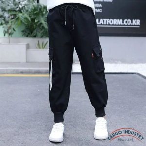 Pantalon Cargo Fille Jogger Streetwear Noir