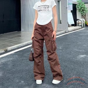 Pantalon Cargo Femme Marron Pattes D’Eph