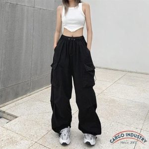 Pantalon Cargo Femme Noir Goth