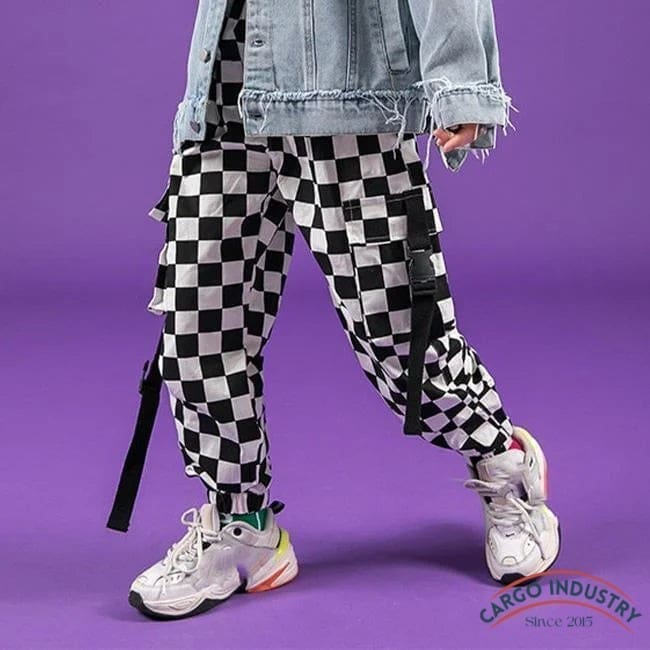 Pantalon Cargo Fille Hip Hop À Carreaux – Image 3