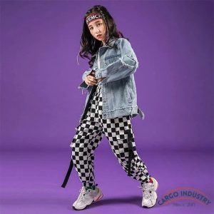 Pantalon Cargo Fille Hip Hop À Carreaux