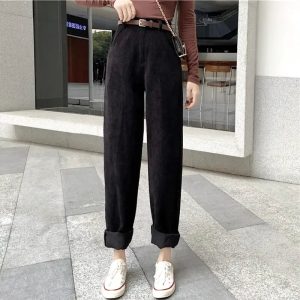 Pantalon Femme Velours Ras