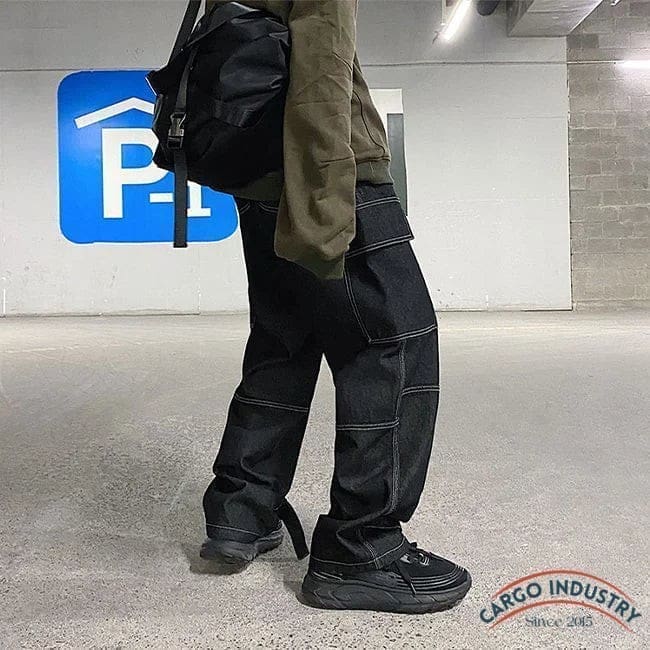 Pantalon Cargo Noir Style Large – Image 7