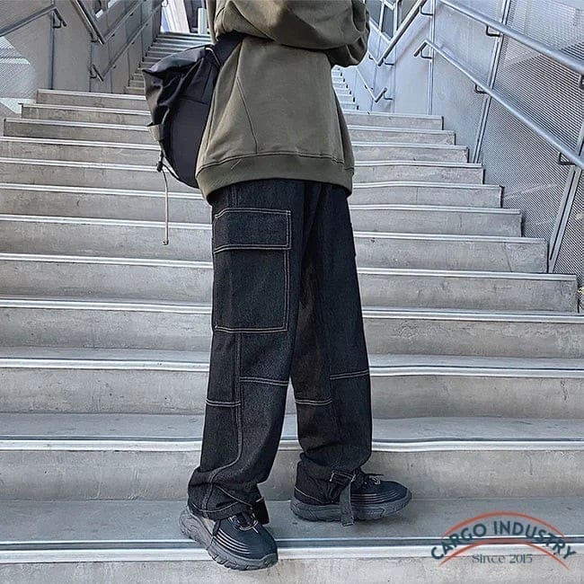 Pantalon Cargo Noir Style Large – Image 4