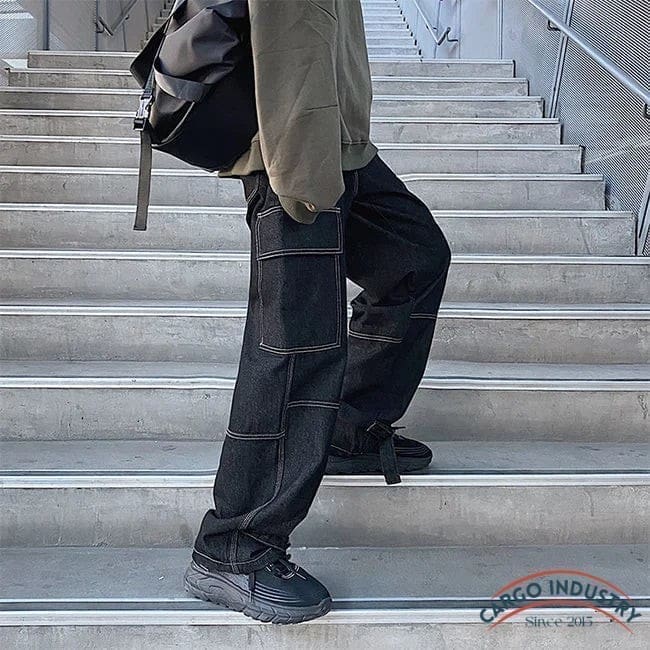 Pantalon Cargo Noir Style Large – Image 3