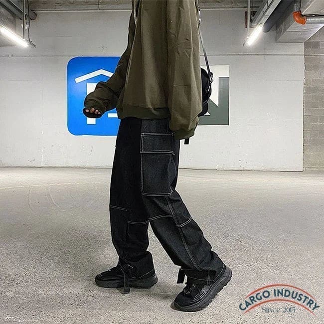 Pantalon Cargo Noir Style Large – Image 6