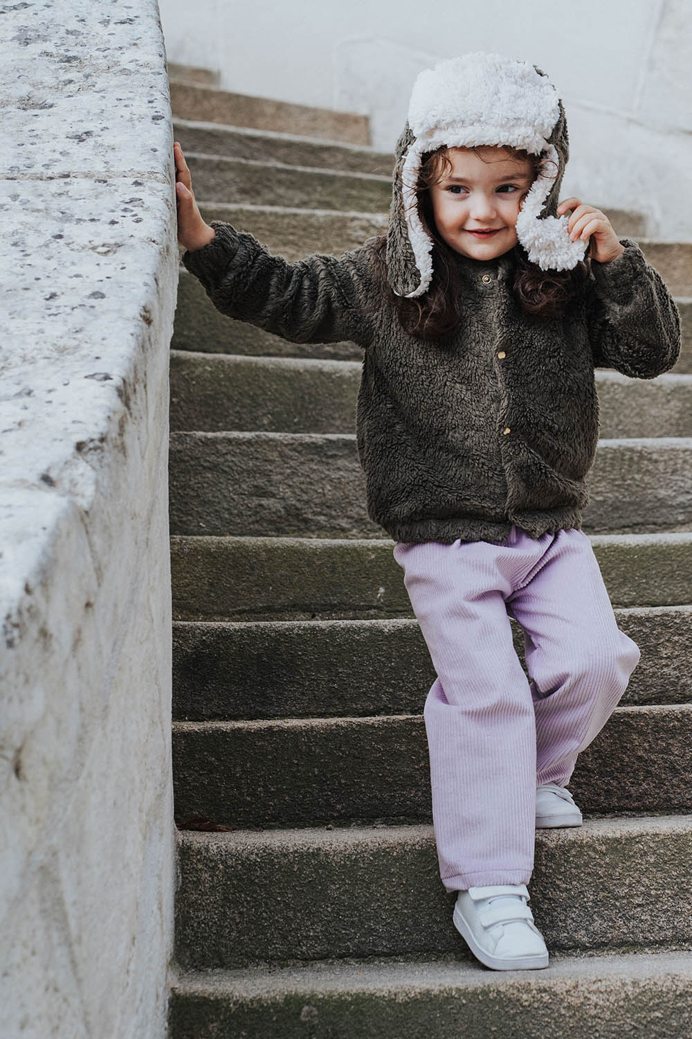 Pantalon bébé et enfant velours Lilas – Image 2