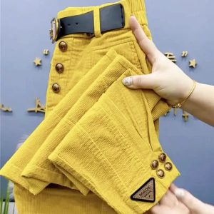 Pantalon Velours Jaune