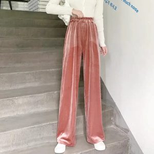 Pantalon Velours Rose Femme