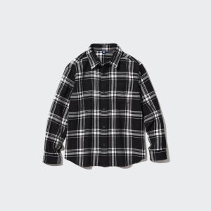 Chemises Uniqlo Flannel Checked Shirt Enfant Noir Y2647589