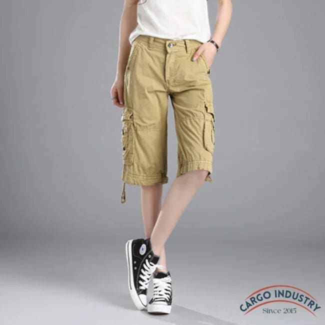 Short Cargo Femme Beige Classique – Image 7