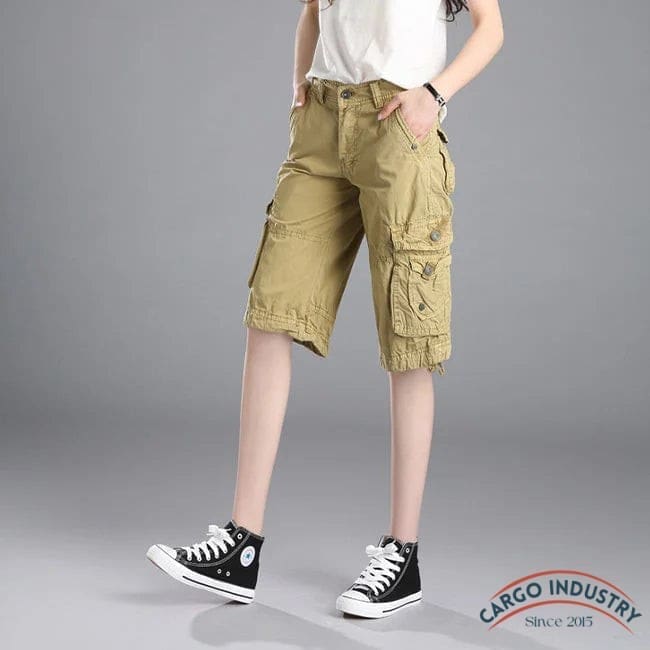 Short Cargo Femme Beige Classique – Image 2