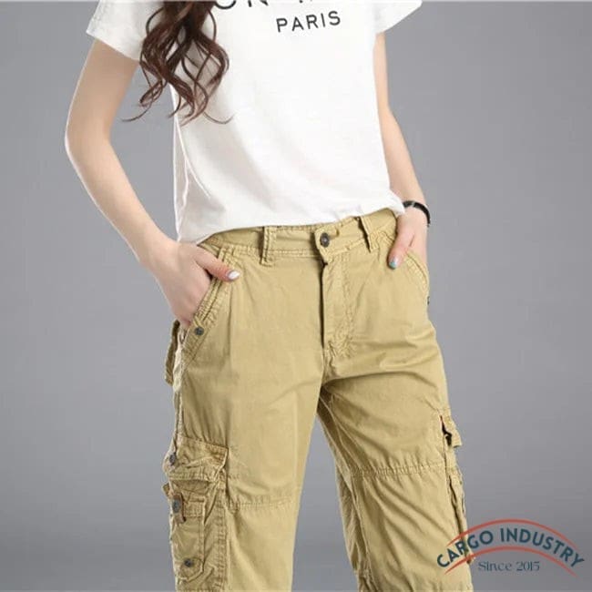 Short Cargo Femme Beige Classique – Image 5