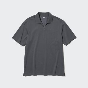 Polo Uniqlo Airism Skipper Collar Homme Grise J2356718