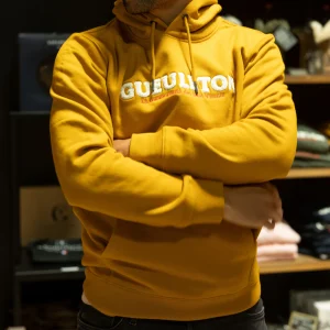 Sweat Gueuleton à capuche - jaune moutarde