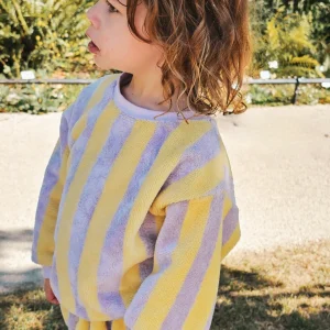 Sweat bébé et enfant éponge rayé lilas