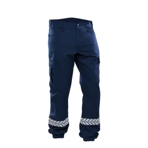 Pantalon sécurité privée marine avec bandes HV – GK SAFETEK®️