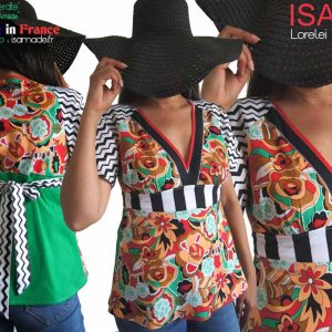 Top haut rayure fleuri seventies multicolore