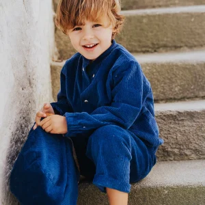 Gilet bébé et enfant velours Bleu