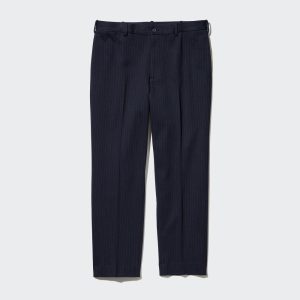 Pantalons Uniqlo Smart Rayé Ankle Length Homme Bleu Marine V0392751