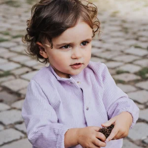Gilet bébé et enfant velours Lilas