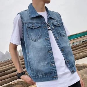 Veste en Jean Sans Manches Homme