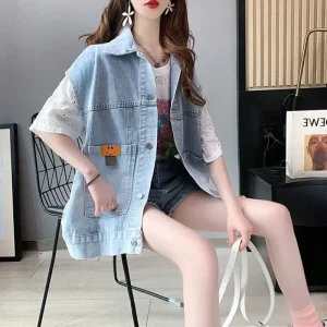 Veste en Jean Avec Smiley