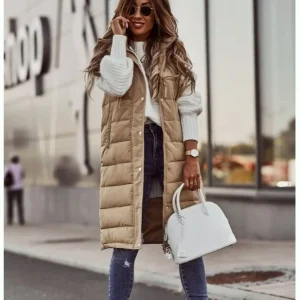 Longue Veste Matelassée Beige