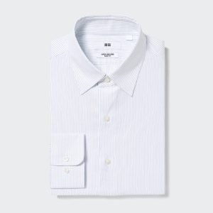 Chemises Uniqlo Super Non Iron Coupe Ajustée Rayé Regular Collar Homme Bleu Z3891765