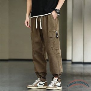 Pantalon Cargo Homme Kaki Large Hip Hop