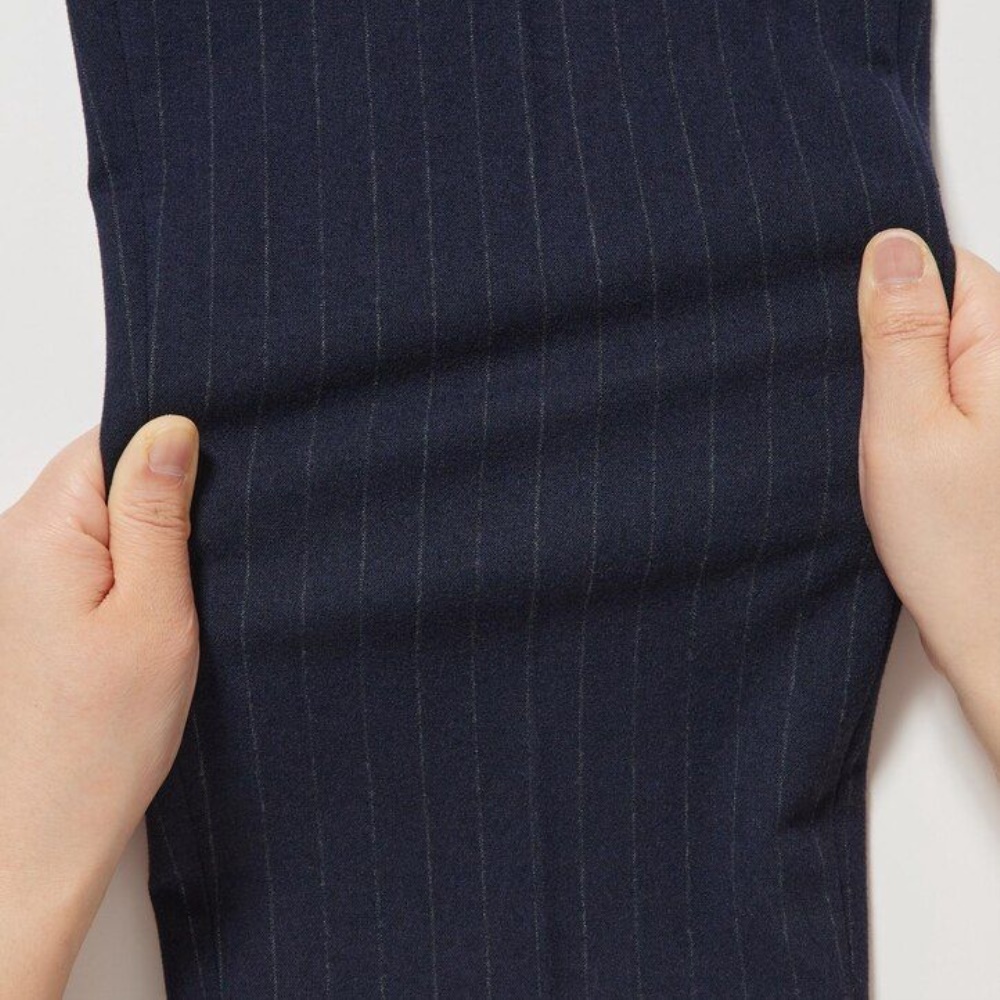 Pantalons Uniqlo Smart Brushed Rayé Ankle Length Femme Bleu Marine B6487902 – Image 7