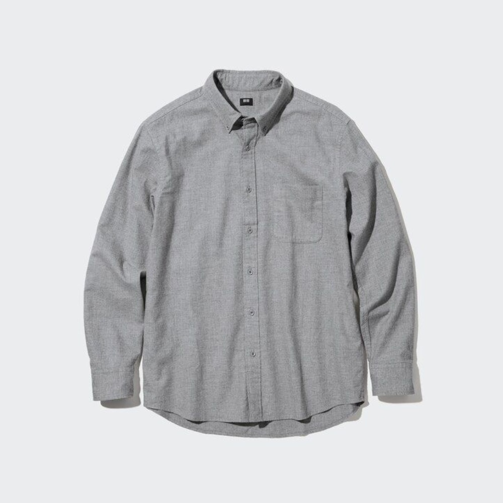 Chemises Uniqlo Flannel Regular FiT-Shirt Button Down Collar Homme Blanche X4613095 – Image 3