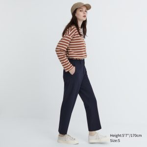 Pantalons Uniqlo Smart Ankle Length Femme Bleu Marine U8524679