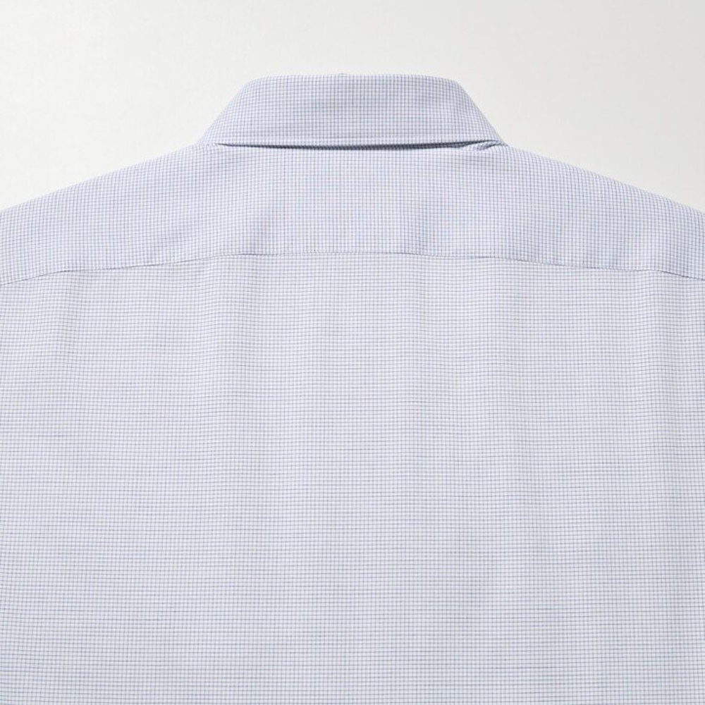 Chemises Uniqlo Easy Care Stretch Coupe Ajustée Checked Semi Cutaway Collar Homme Bleu Y9372685 – Image 3